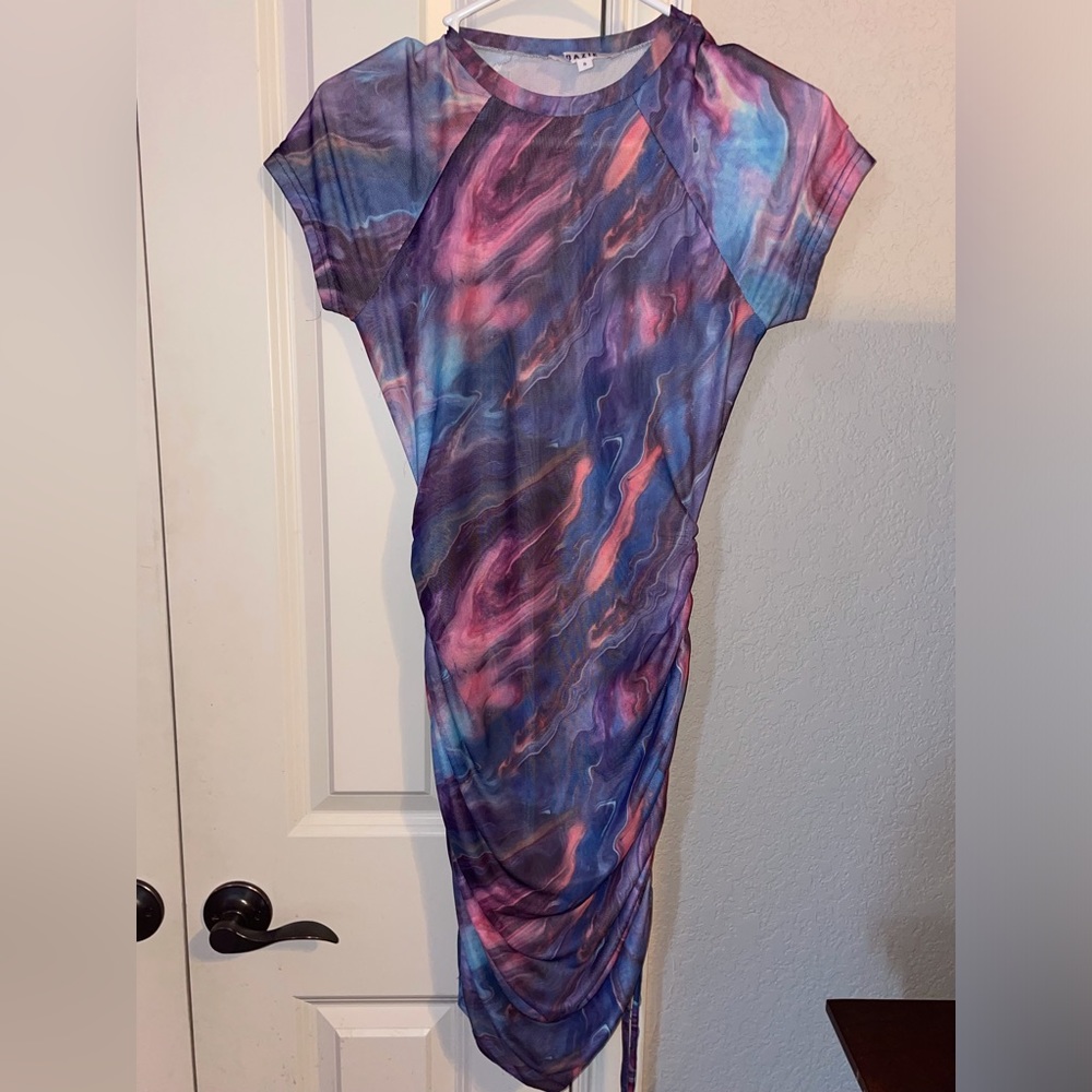 Dazie Bodycon Dress, Size 8, Tie-dye Pink/Blue/Purple